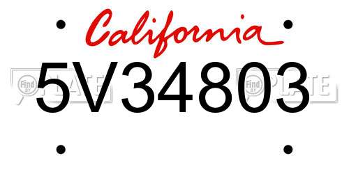 5V34803 California License Plate