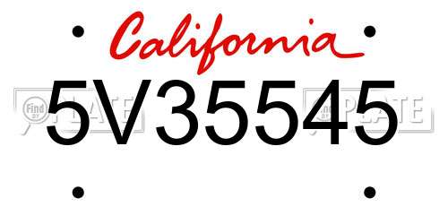 5V35545 California License Plate