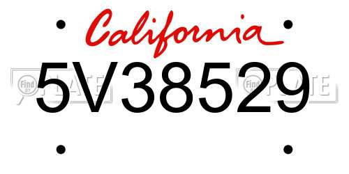 5V38529 California License Plate