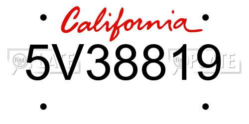 5V38819 California License Plate