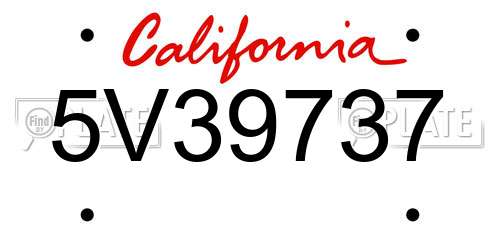 5V39737 California License Plate