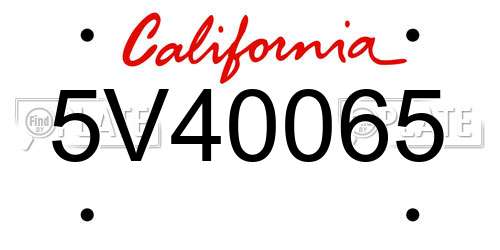 5V40065 California License Plate