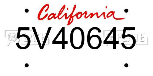 5V40645 California License Plate
