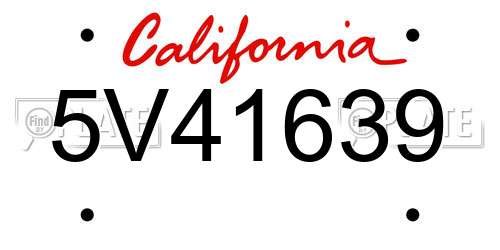 5V41639 California License Plate