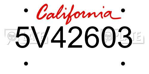 5V42603 California License Plate