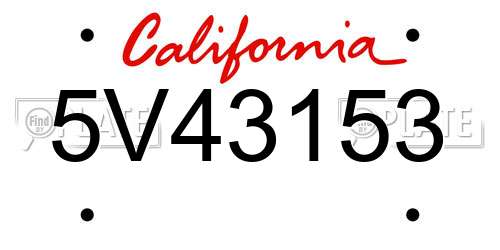 5V43153 California License Plate