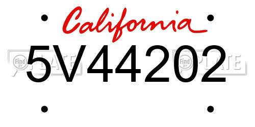 5V44202 California License Plate