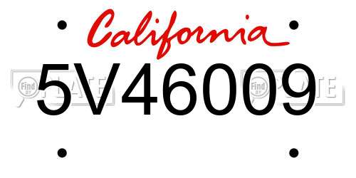 5V46009 California License Plate