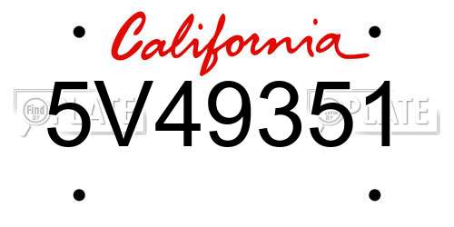 5V49351 California License Plate