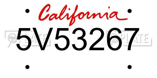 5V53267 California License Plate