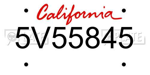 5V55845 California License Plate