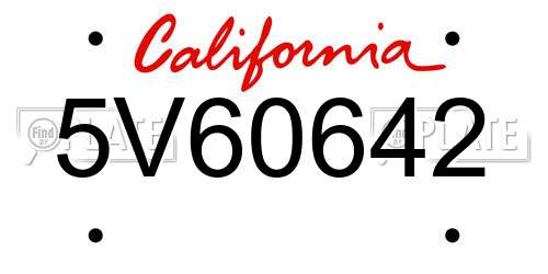 5V60642 California License Plate