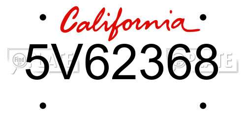 5V62368 California License Plate