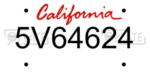 5V64624 California License Plate