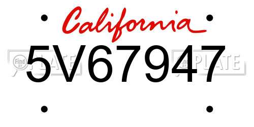 5V67947 California License Plate