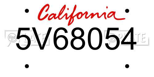 5V68054 California License Plate
