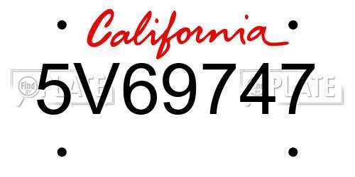 5V69747 California License Plate
