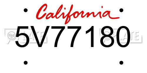 5V77180 California License Plate