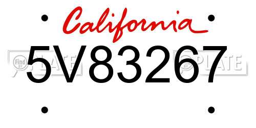 5V83267 California License Plate