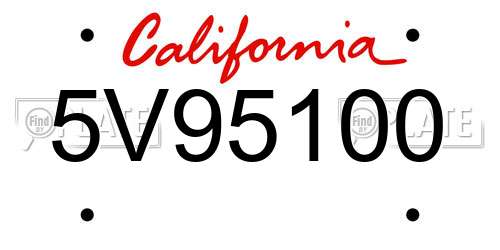 5V95100 California License Plate