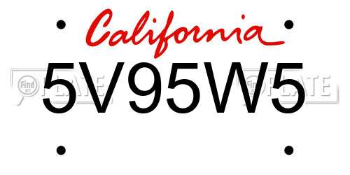 5V95W5 California License Plate