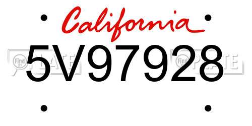 5V97928 California License Plate
