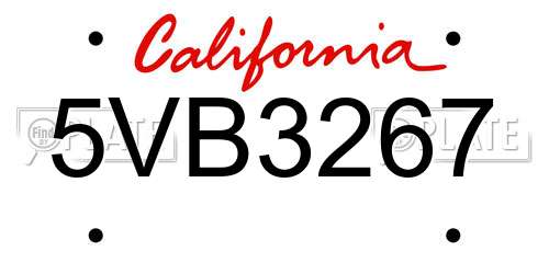 5VB3267 California License Plate