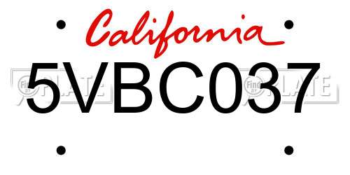 5VBC037 California License Plate