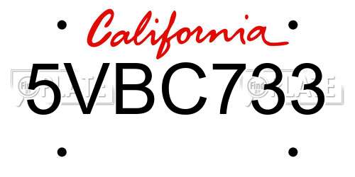 5VBC733 California License Plate