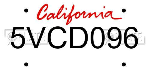5VCD096 California License Plate