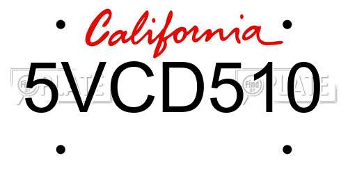 5VCD510 California License Plate