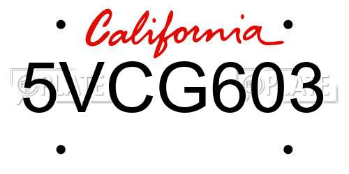 5VCG603 California License Plate