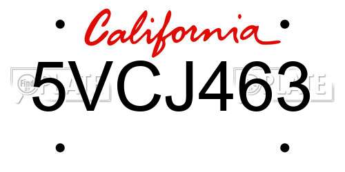 5VCJ463 California License Plate