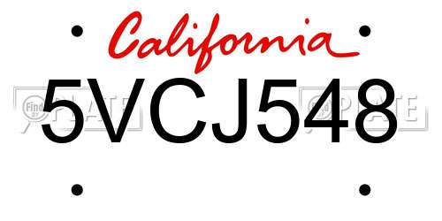5VCJ548 California License Plate