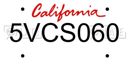 5VCS060 California License Plate