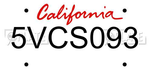 5VCS093 California License Plate