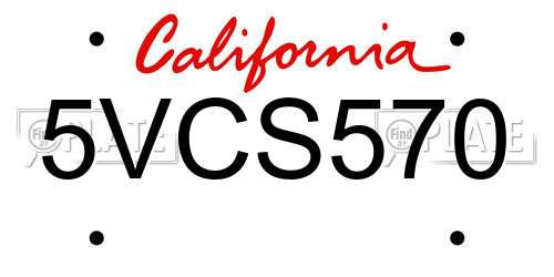 5VCS570 California License Plate