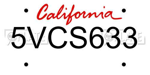 5VCS633 California License Plate