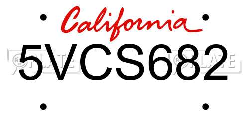 5VCS682 California License Plate