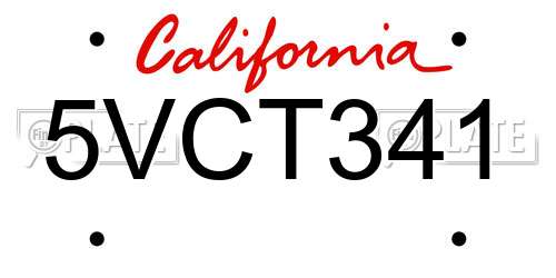 5VCT341 California License Plate