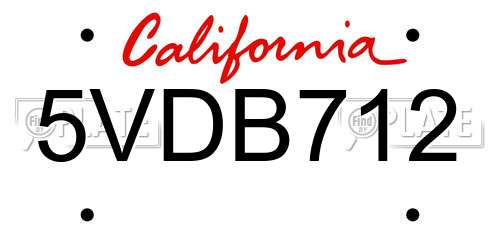 5VDB712 California License Plate