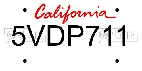 5VDP711 California License Plate