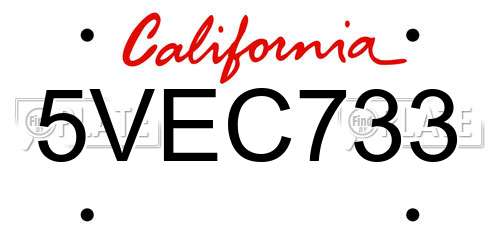 5VEC733 California License Plate