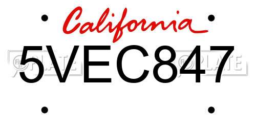 5VEC847 California License Plate