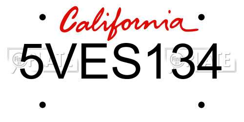 5VES134 California License Plate