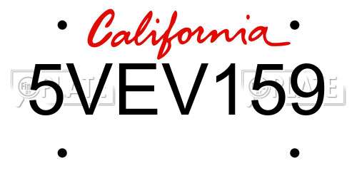 5VEV159 California License Plate