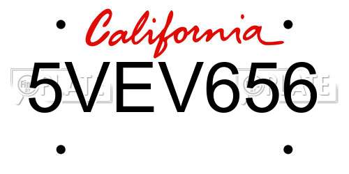 5VEV656 California License Plate