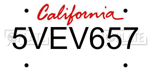 5VEV657 California License Plate