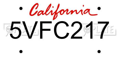 5VFC217 California License Plate