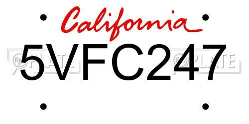 5VFC247 California License Plate